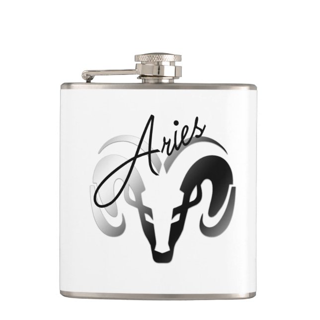 Petaca Aries plateados Ram Zodiac (Anverso)