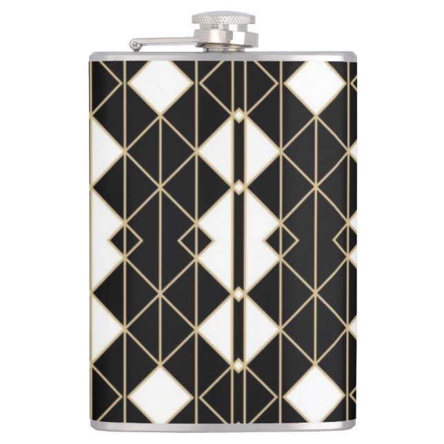 Petaca Art Deco Black and Gold Geometric luxury (Anverso)