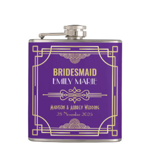 Petaca Art Deco Boda Bridesmaid Gold Purple Favor