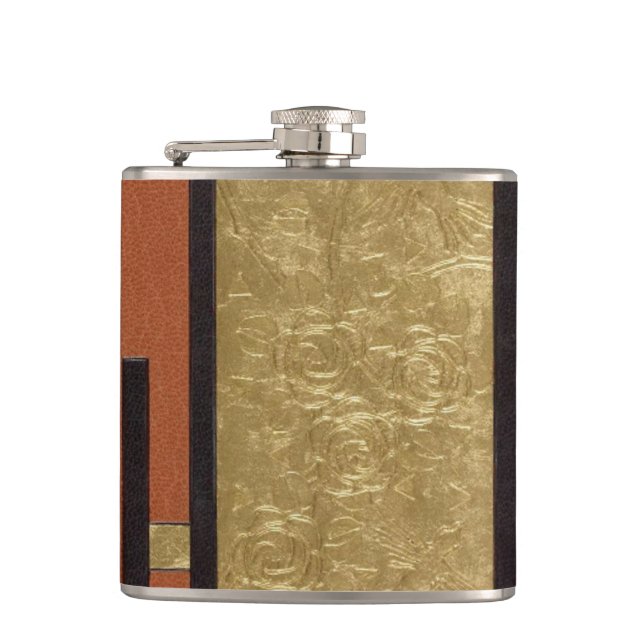 Petaca Art Deco en oro y beige (Anverso)