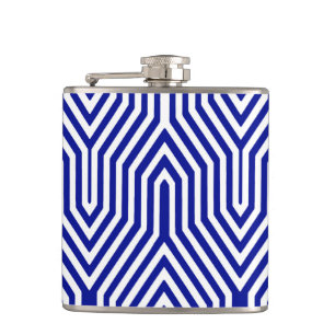 Petaca Art Deco geométrico - azul cobalto y blanco