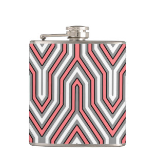 Petaca Art Deco Geométrico - coral, gris y blanco