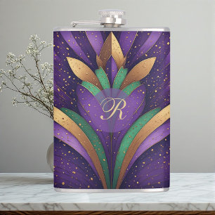 Petaca Art Deco Vintage Mardi Gras Fleur-de-lis Monograma