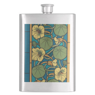 Petaca Art Nouveau Nasturtium Azul Oro floral Verneuil