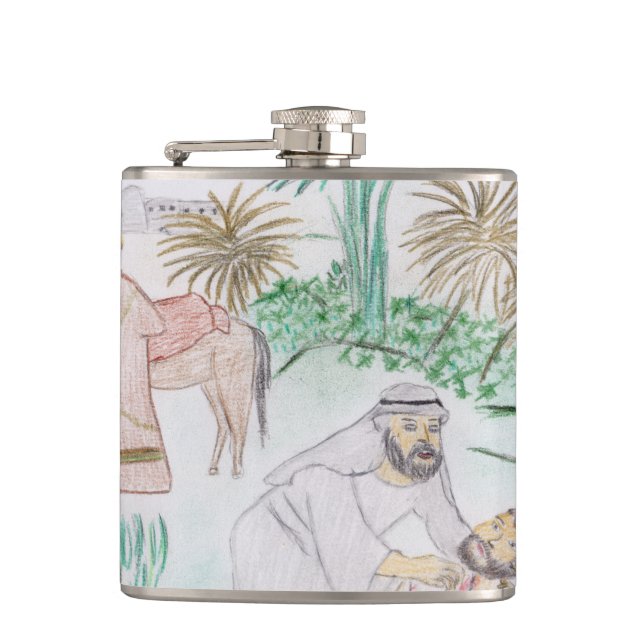 Petaca Arte cristiano El buen samaritano (Anverso)