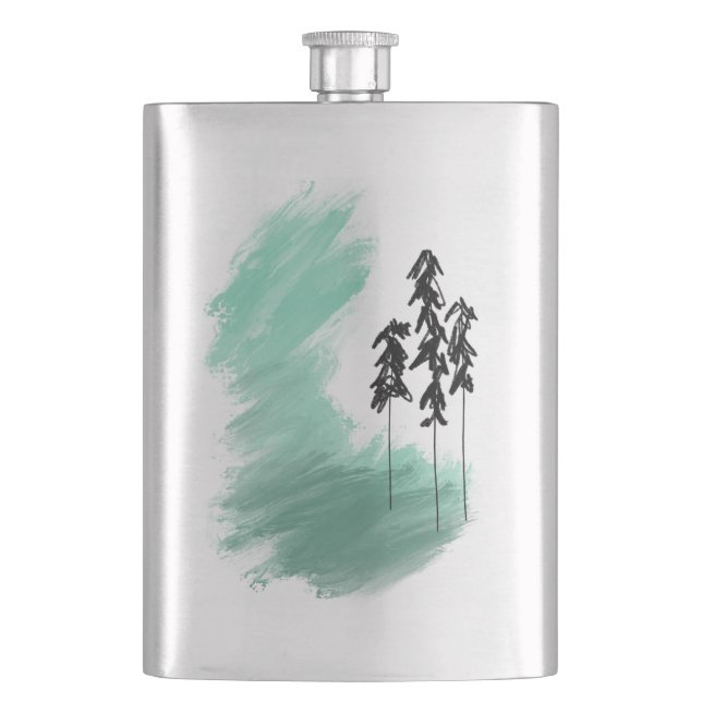 Petaca Arte de árbol verde escandinavo simple moderno men (Anverso)