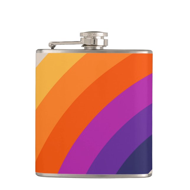 Petaca Arte de arcoiris de estilo retro colorido (Anverso)