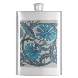 Petaca Arte de azulejo decorativo rústico de flores antig