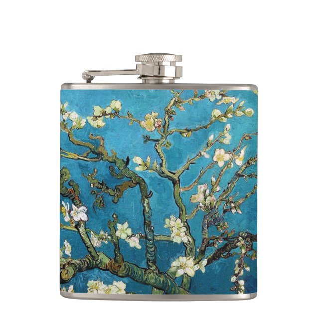 Petaca Arte de época floreciente árbol de almendras Van G (Anverso)