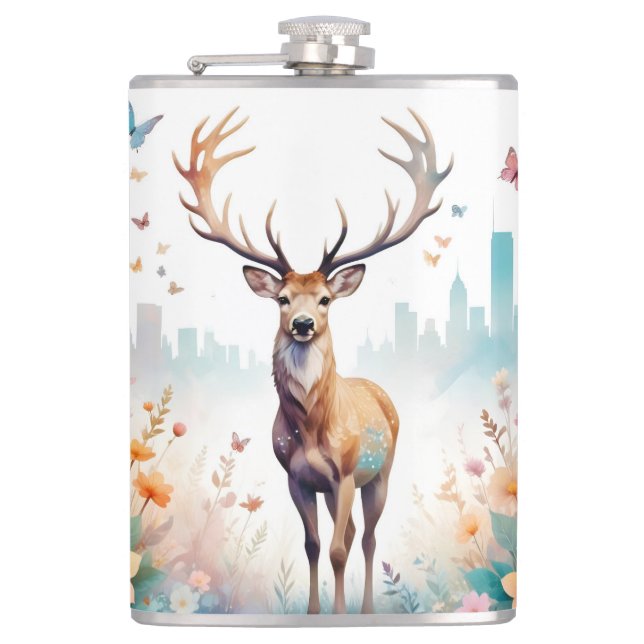 Petaca Arte de Flores de Bosques de Bosques de Animales d (Anverso)