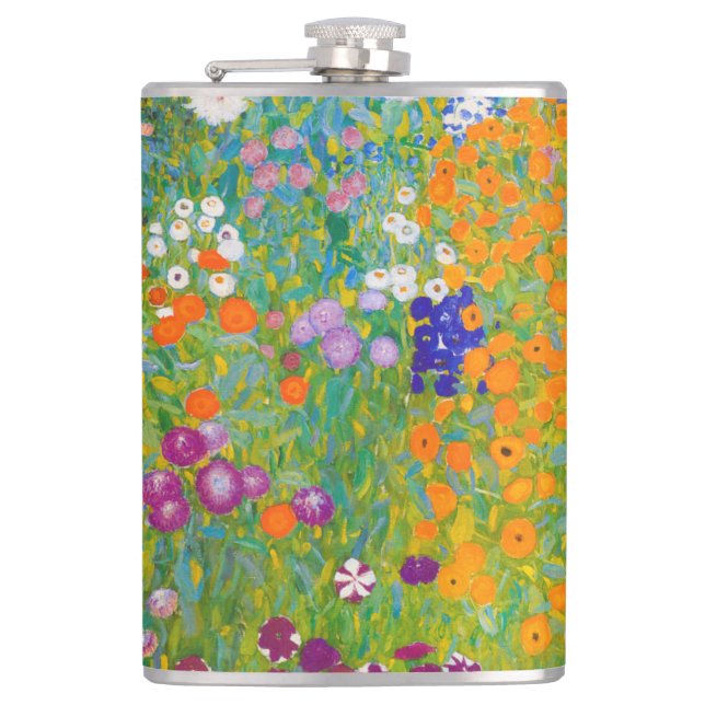 Petaca Arte de flores de jardín de campo de Gustav Klimt  (Anverso)