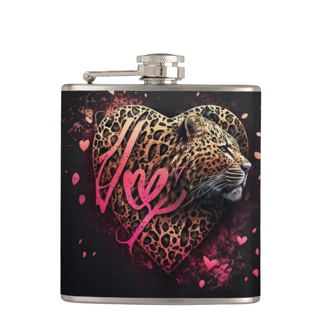Petaca Arte de grafiti de amor de corazón de leopardo     (Anverso)