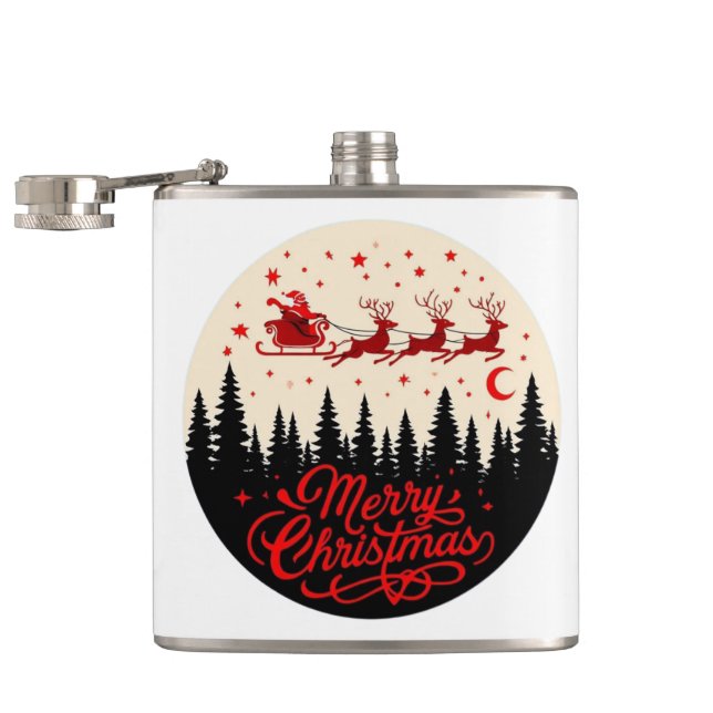 Petaca Arte de la escena navideña de Santa Claus Sleigh M (Abierto)