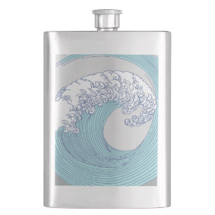 Petaca Arte de olas de surf Ukiyo-e japonés vintage Costa