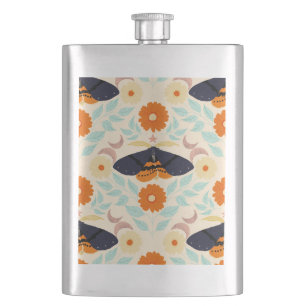 Petaca Arte de patrón de polilla Cottagecore   Diseño flo