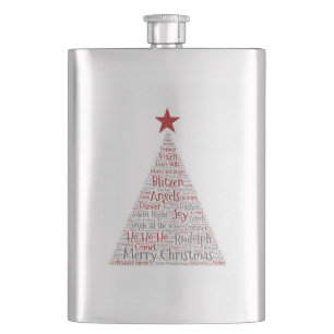 Petaca Arte de Word en árbol de Navidad con estrella roja