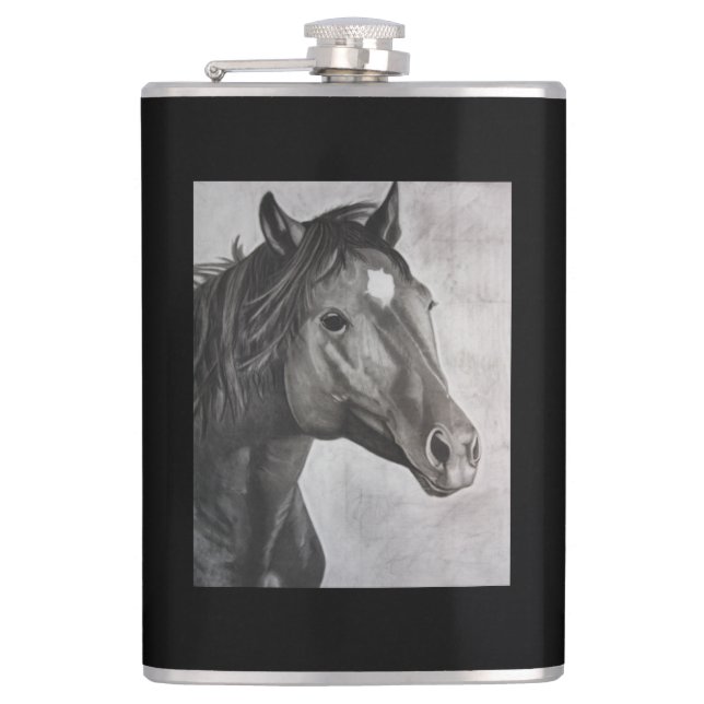 Petaca Arte dibujado a mano de caballo (Anverso)