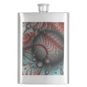 Petaca Arte fractal de fantasía vívida abstracta marrón a