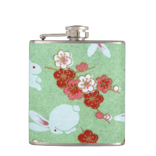 Petaca Arte japonés: Sakura verde y matraz de cadera de c