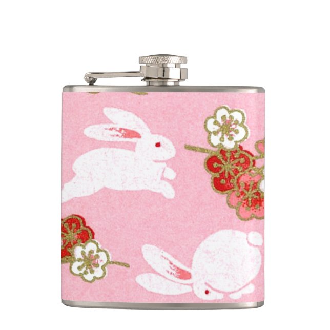 Petaca Arte japonés: Sakuras rosas y frasco de cadera de  (Anverso)
