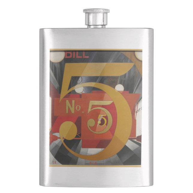 Petaca Arte moderno Cubista Demuth Figura 5 en Oro (Anverso)