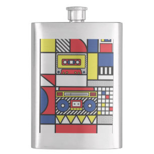 Petaca Arte Pop Geométrico Modernista Retro Bauhaus Caja