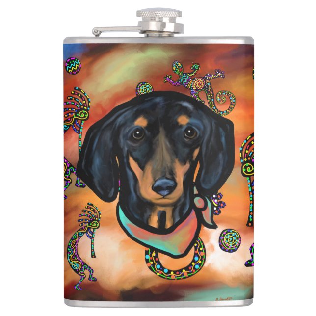 PETACA ARTE SUDOESTE DACHSHUND (Anverso)