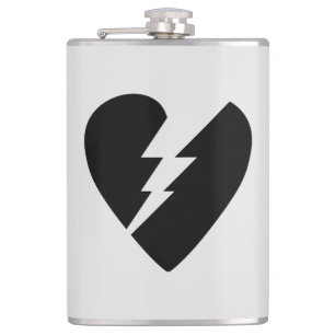 Petaca Arte vector de corazón roto en blanco y negro