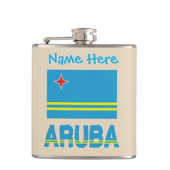 Petaca Aruba y Bandera Arubana con Personalización (Anverso)