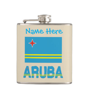 Petaca Aruba y Bandera de Aruba con personalización 