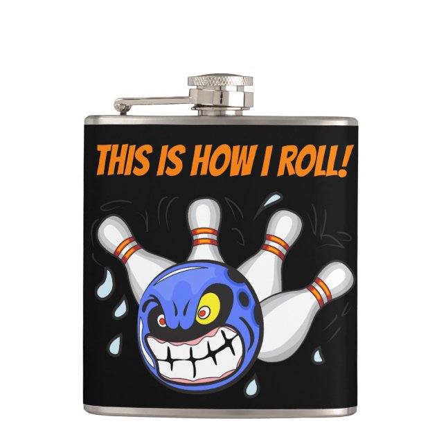 Petaca Así es como rollo, boliche enojado, negro (Anverso)