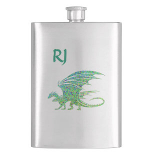 Petaca Asombroso matraz de Monograma del Dragón Verde Mos