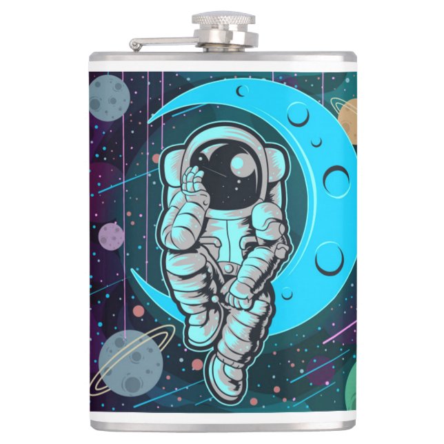 Petaca astronauta a todo color (Anverso)