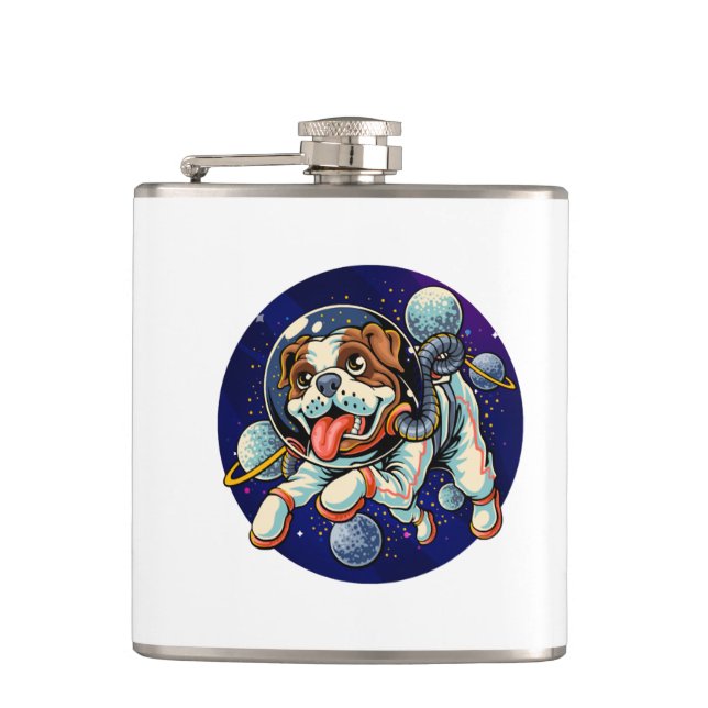 Petaca Astronauta de perro, perro espacial (Anverso)
