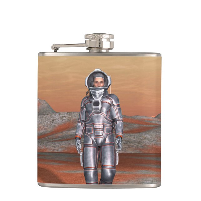 Petaca Astronauta Marte - Explorador Espacial en Planeta  (Anverso)