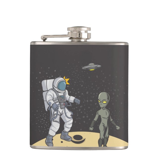 Petaca Astronauta y alienígena     (Anverso)