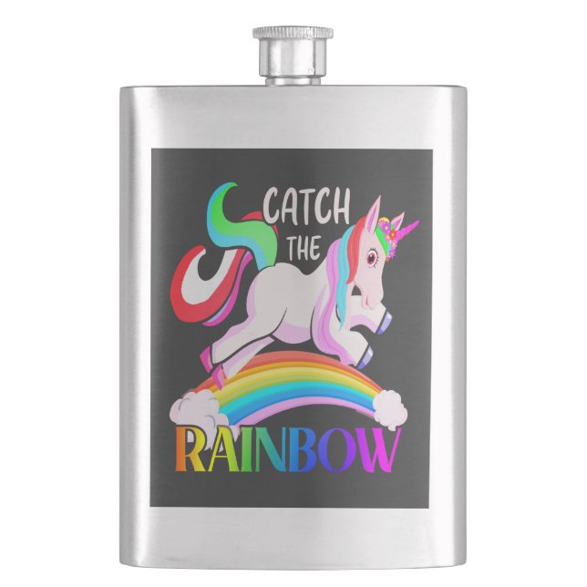 Petaca Atrapa el diseño de Unicornio de Arcoíris (Anverso)
