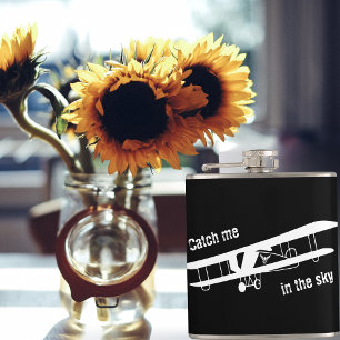 Petaca Atrápame al cielo, avión volando, Minimalista