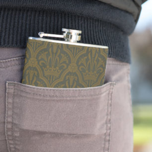 Petaca Audsley Oro Antiguo Lirio Corona Verde Damask Arte
