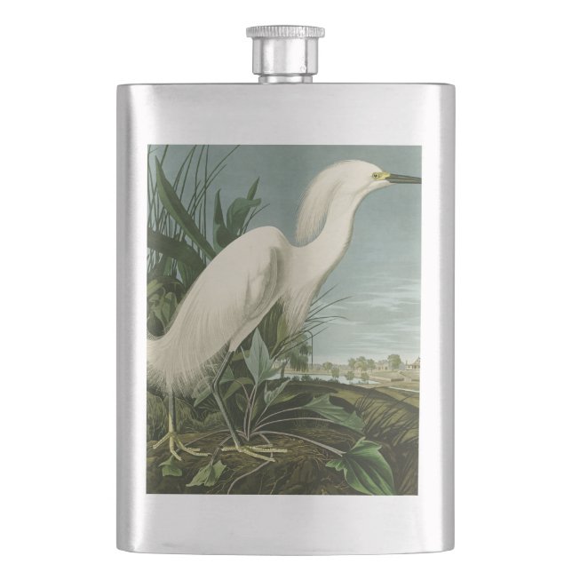 Petaca Audubon Snowy Heron White Egret Bird Birding (Anverso)