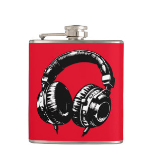 Petaca Auriculares de música negra DJ