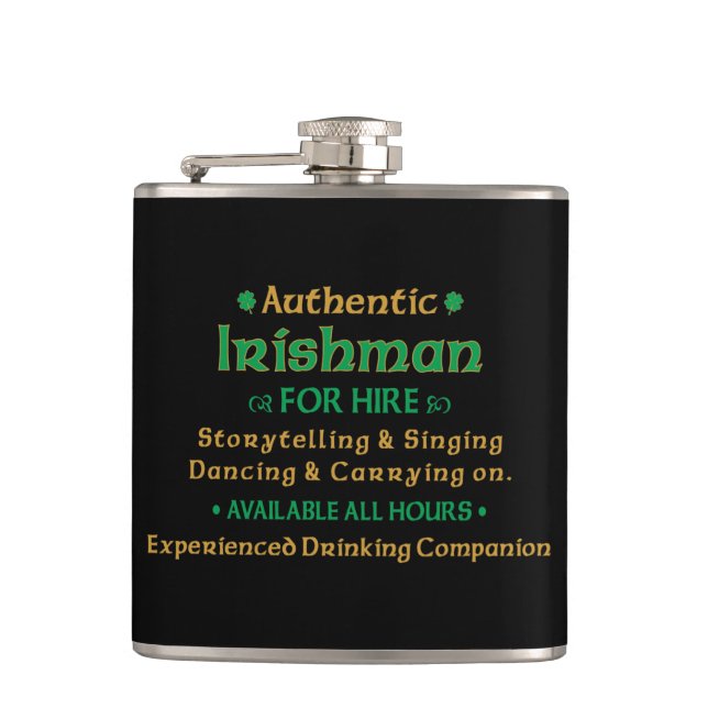 Petaca Auténtico Irlandés a Contratar Divertido (Anverso)