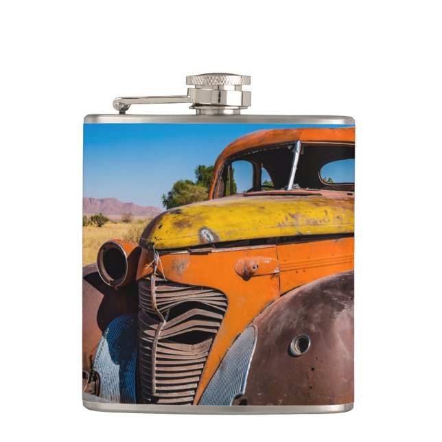 Petaca Auto viejo y abandonado en Solitaire, Namibia (Anverso)