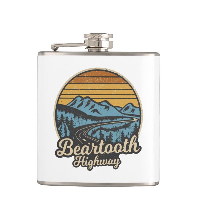 Petaca Autopista Beartooth Montana Wyoming Retro (Anverso)