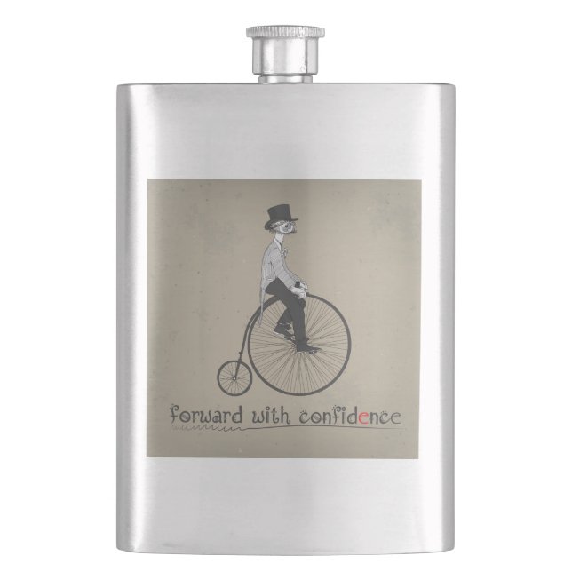 Petaca Avanzar con la bicicleta de cosecha de confianza (Anverso)