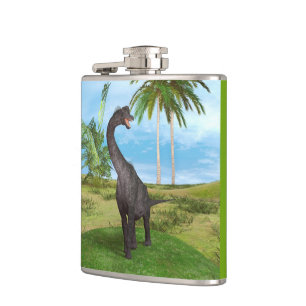 Petaca Aventura del dinosaurio de cuello largo en la selv