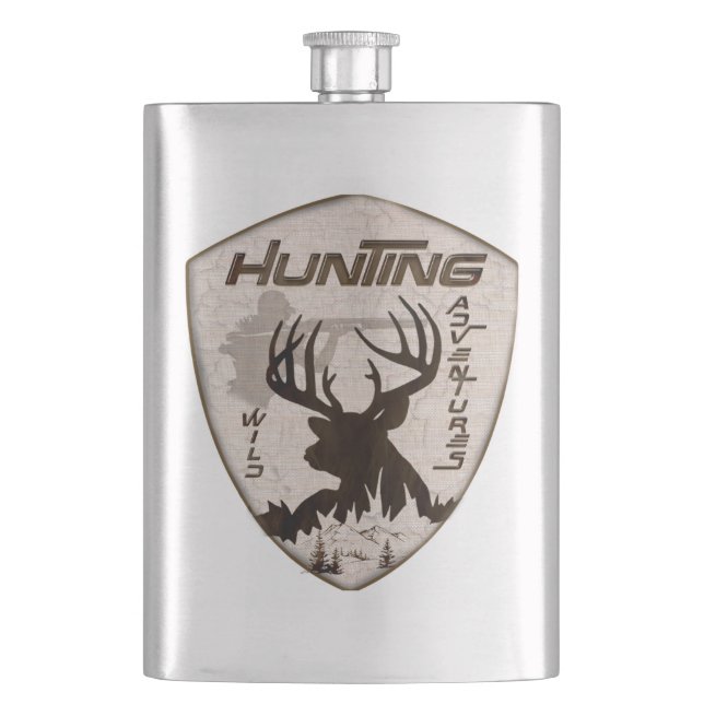 Petaca Aventuras de caza pegatina cuadrado keychain exter (Anverso)