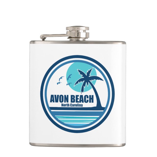 Petaca Aves de palmeras de Avon Beach North Carolina (Anverso)