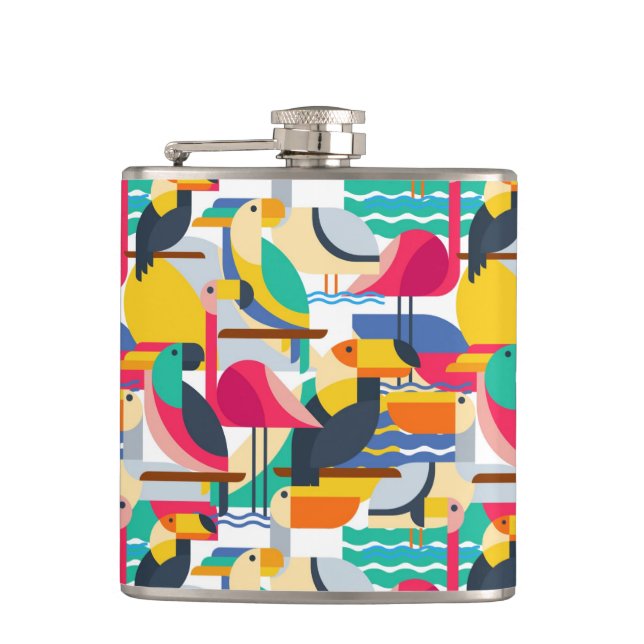 Petaca Aves tropicales geométricas (Anverso)