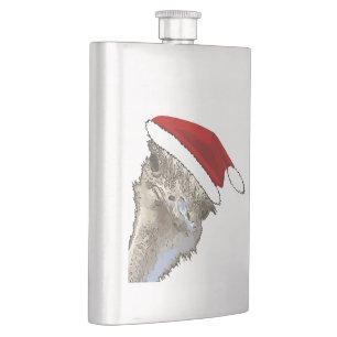 Petaca Avestruz con sombrero de Santa Navidad Animal del